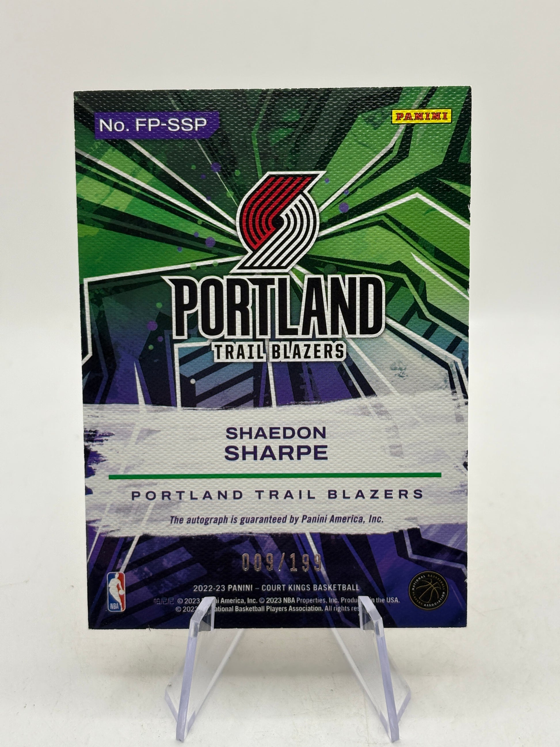 2022-23 Panini Court Kings Basketball FP-SSP Fresh Paint Shaedon Sharpe Auto /199