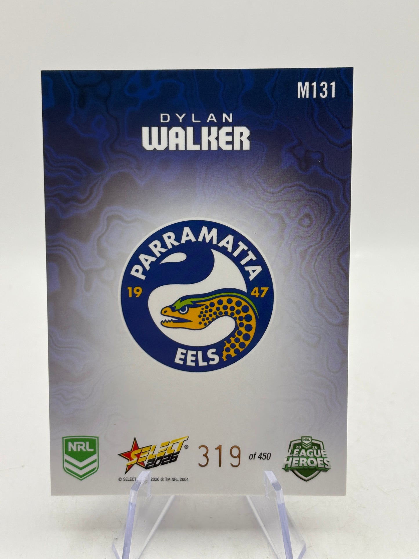 2026 Select NRL - Mercury M131 Dylan Walker 319/450 Parramatta Eels image 2