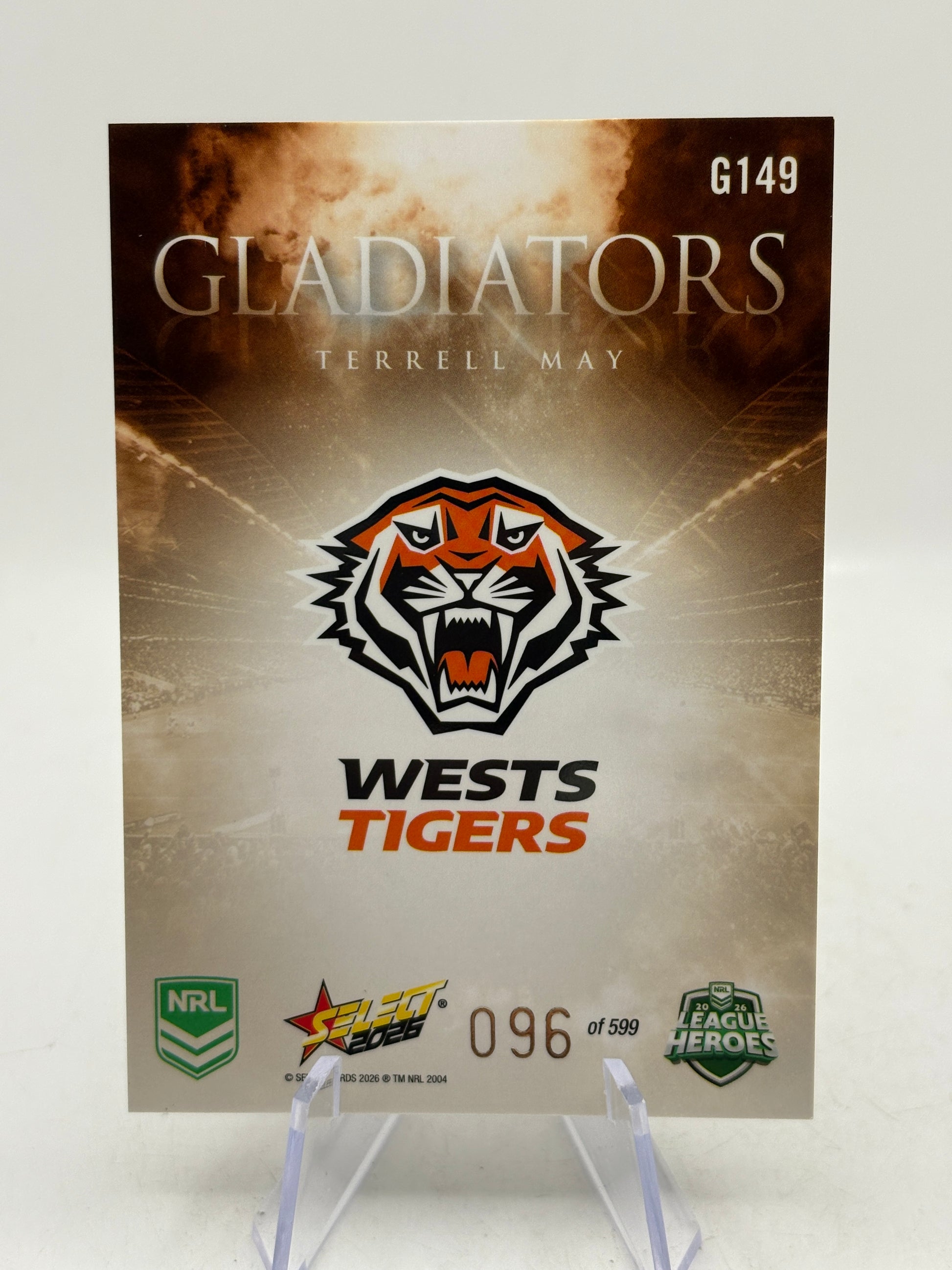 2026 Select NRL - Gladiators G149 Terrell May 096/599 West Tigers