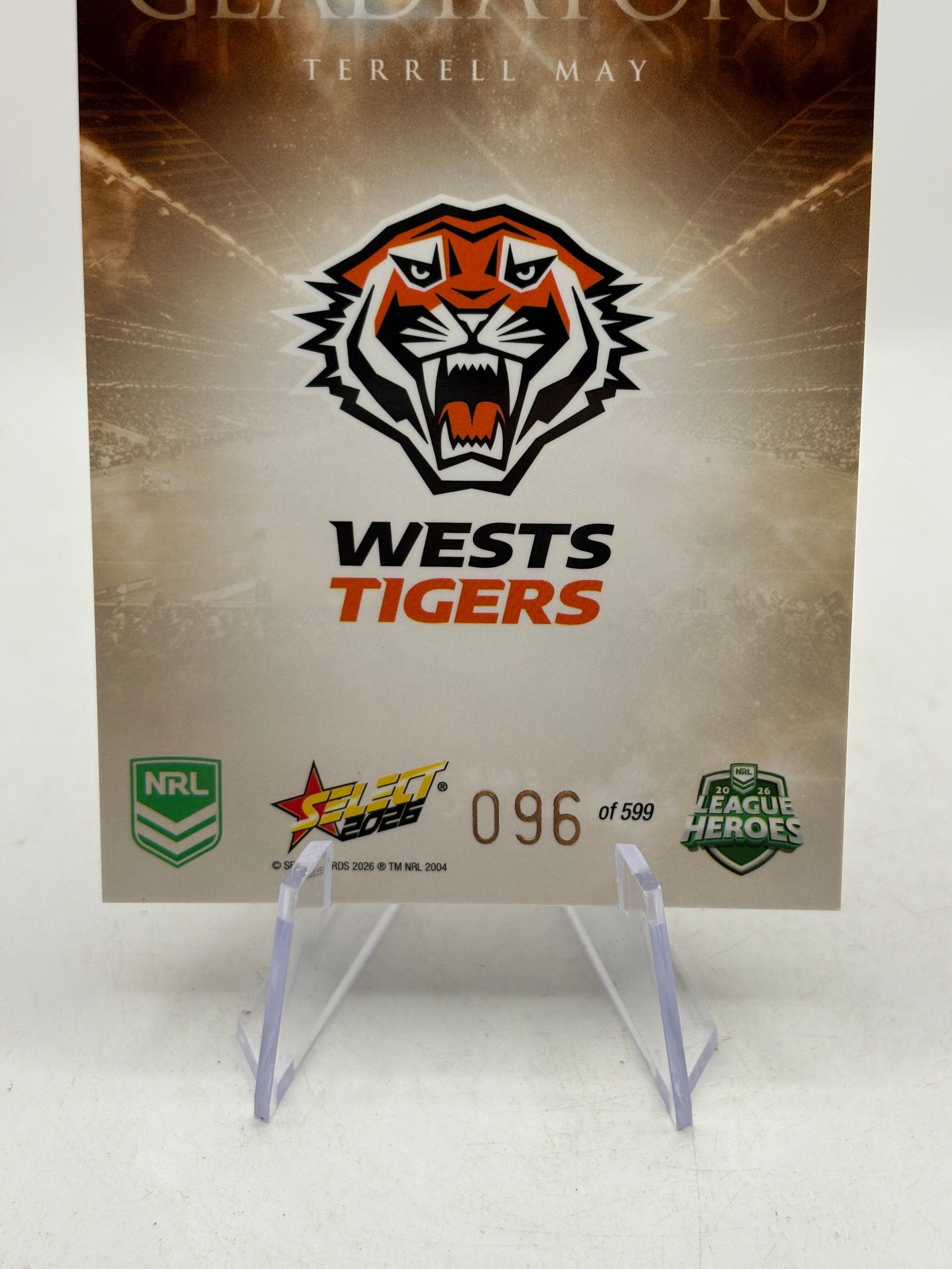 2026 Select NRL - Gladiators G149 Terrell May 096/599 West Tigers