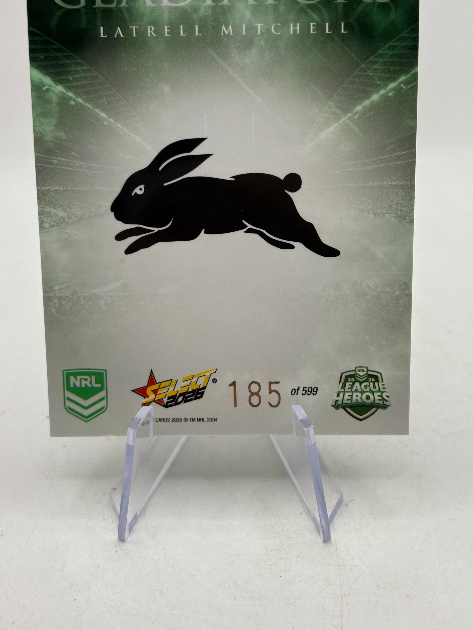 2026 Select NRL Gladiators G113 Latrell Mitchell 185/599 South Sydney Rabitohs