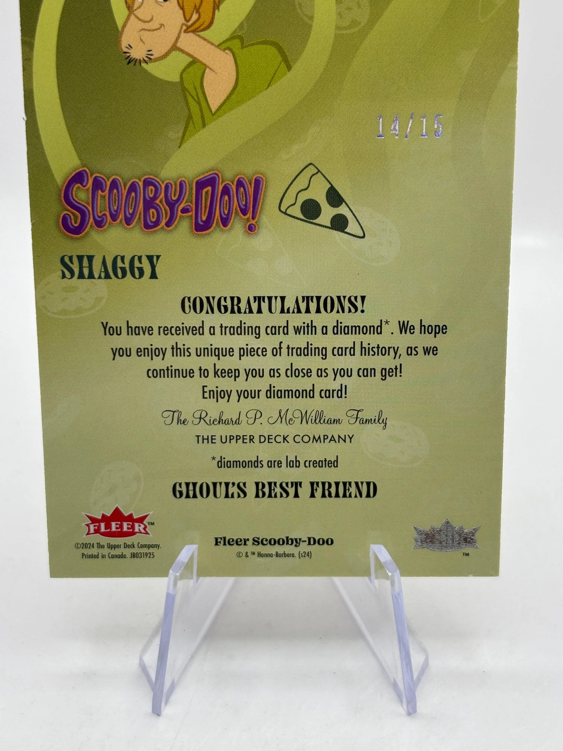 2024 Fleer Scooby Doo Ghouls Best Friend Diamond Relics /15 Shaggy #32 FRENLY BRICKS - Open 7 Days
