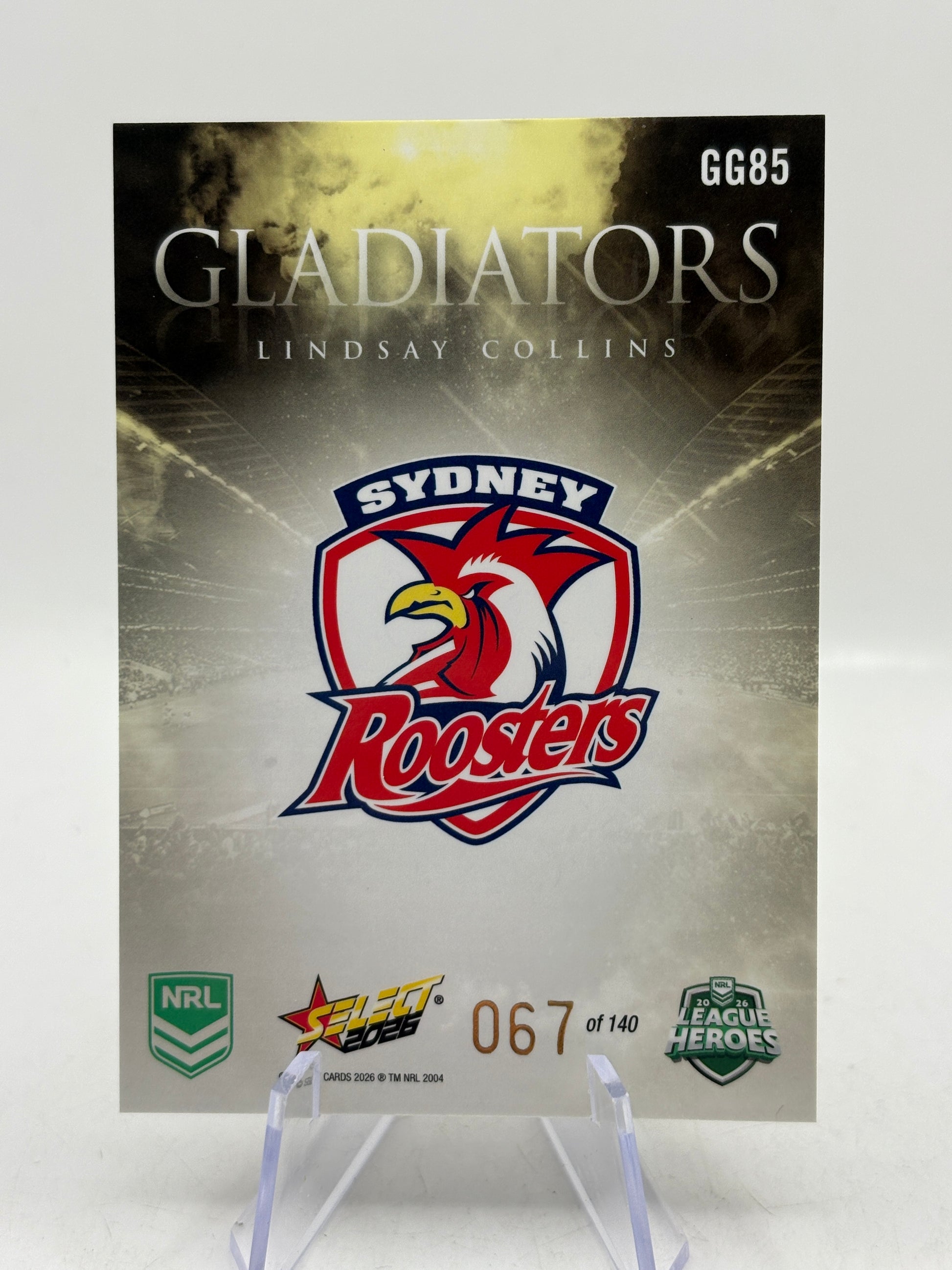 2026 Select NRL - Gladiators Gold Linday Collins 067/140 Roosters