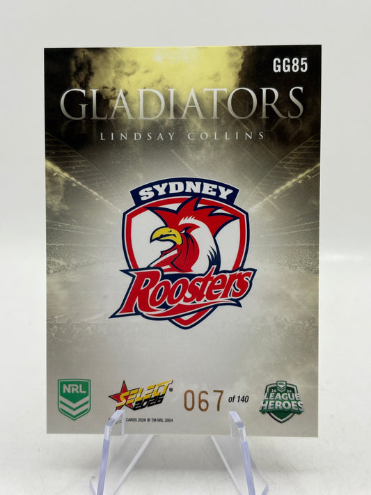 2026 Select NRL - Gladiators Gold Linday Collins 067/140 Roosters image 2