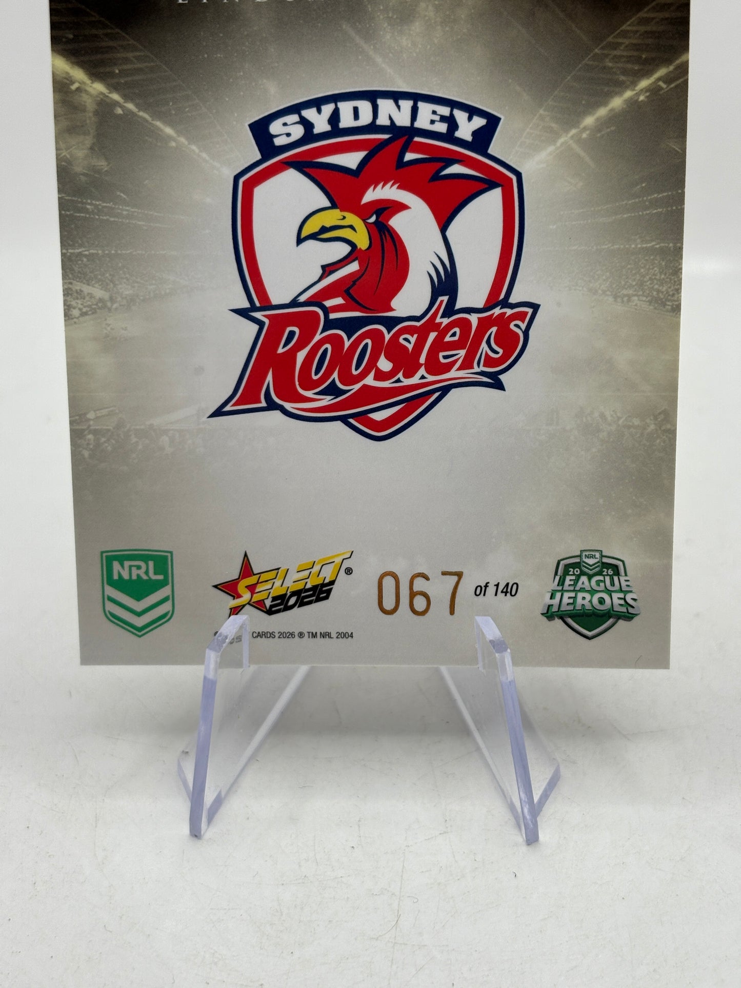 2026 Select NRL - Gladiators Gold Linday Collins 067/140 Roosters image 8