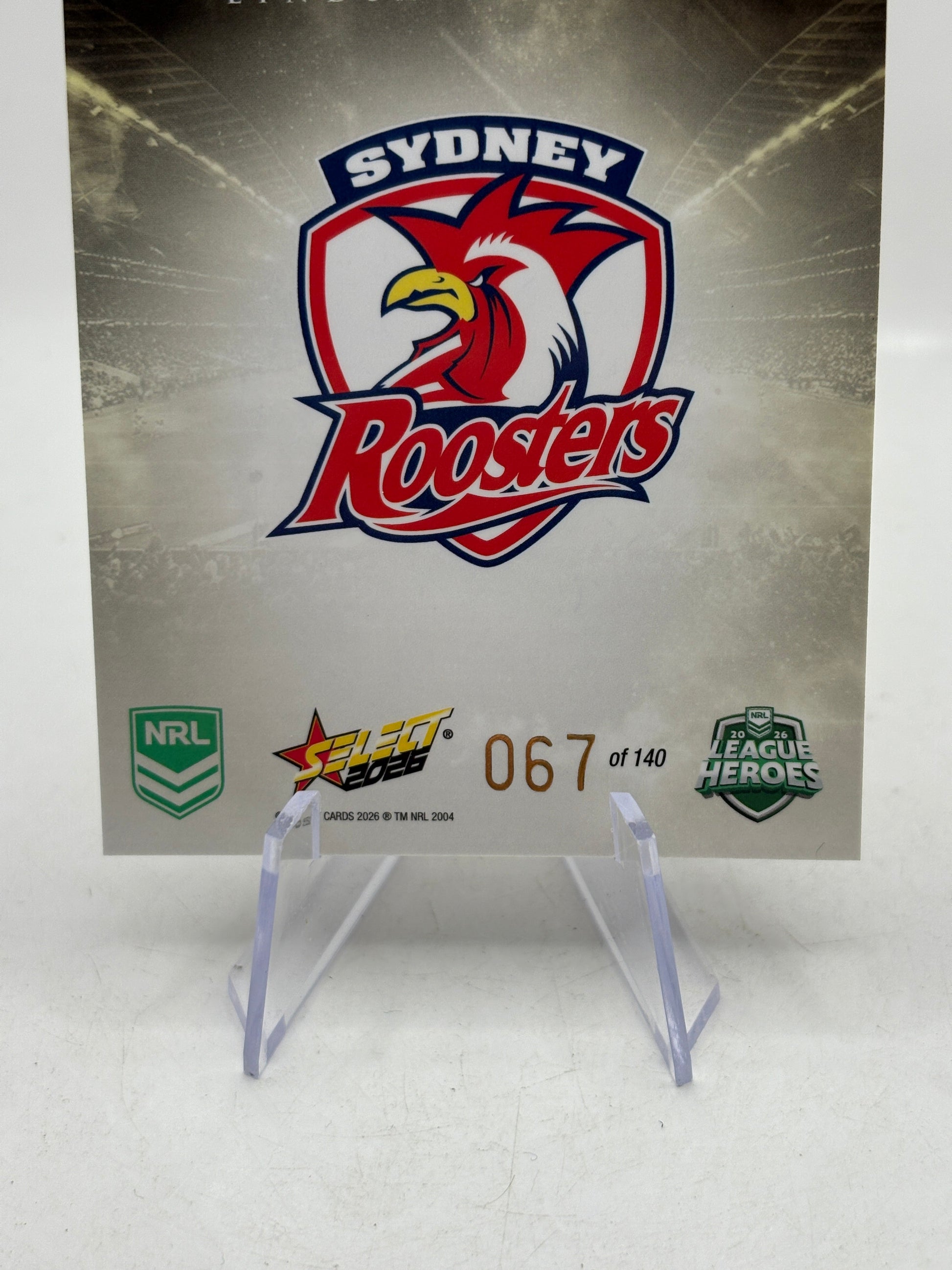 2026 Select NRL - Gladiators Gold Linday Collins 067/140 Roosters image 4