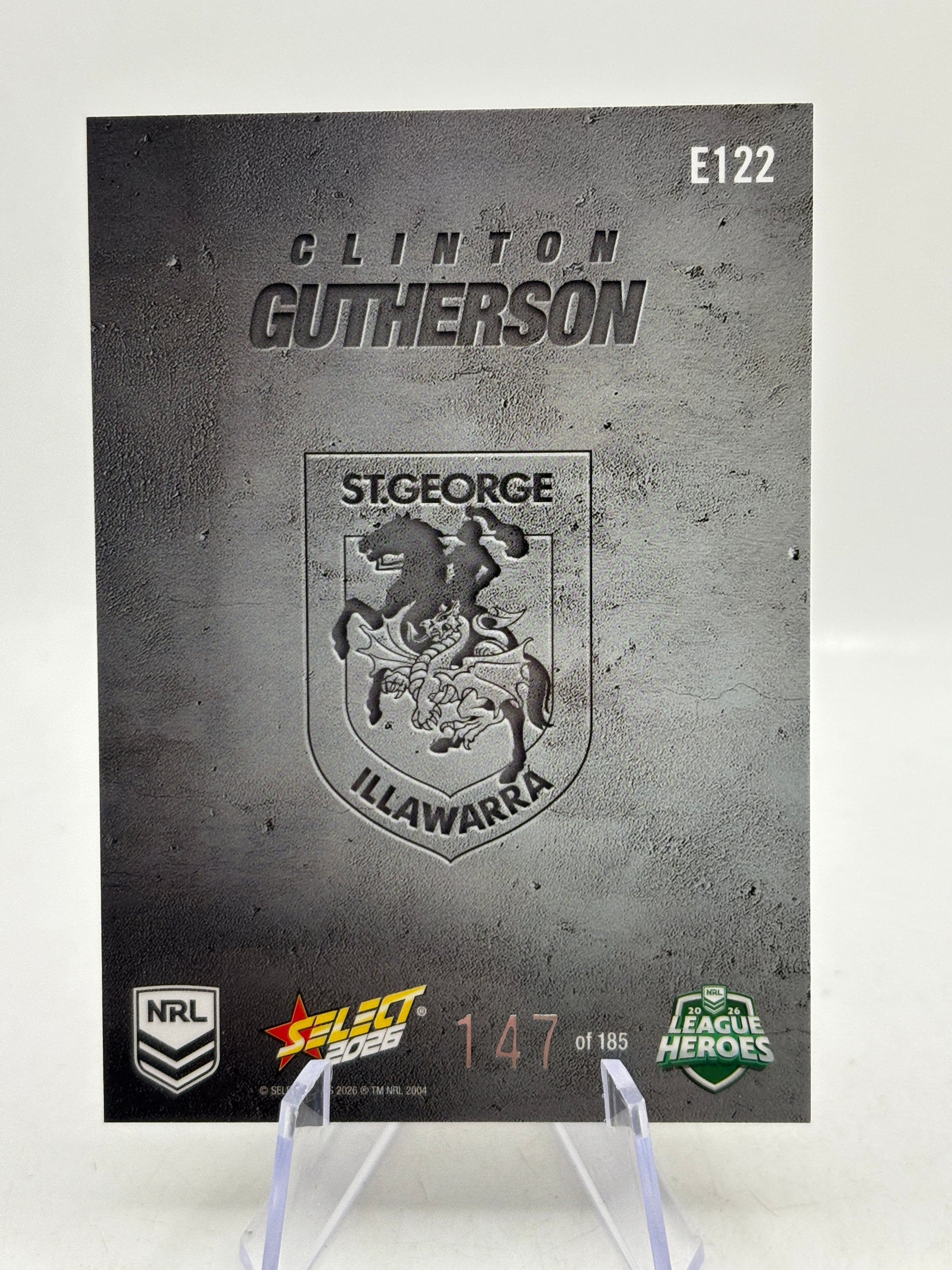 2026 Select NRL - Etched E122 Clinton Gutherson 147/185 Dragons