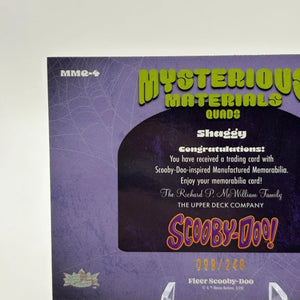2024 Fleer Scooby Doo Mysterious Material Quad Relics /249 Shaggy #MMQ-4 FRENLY BRICKS - Open 7 Days