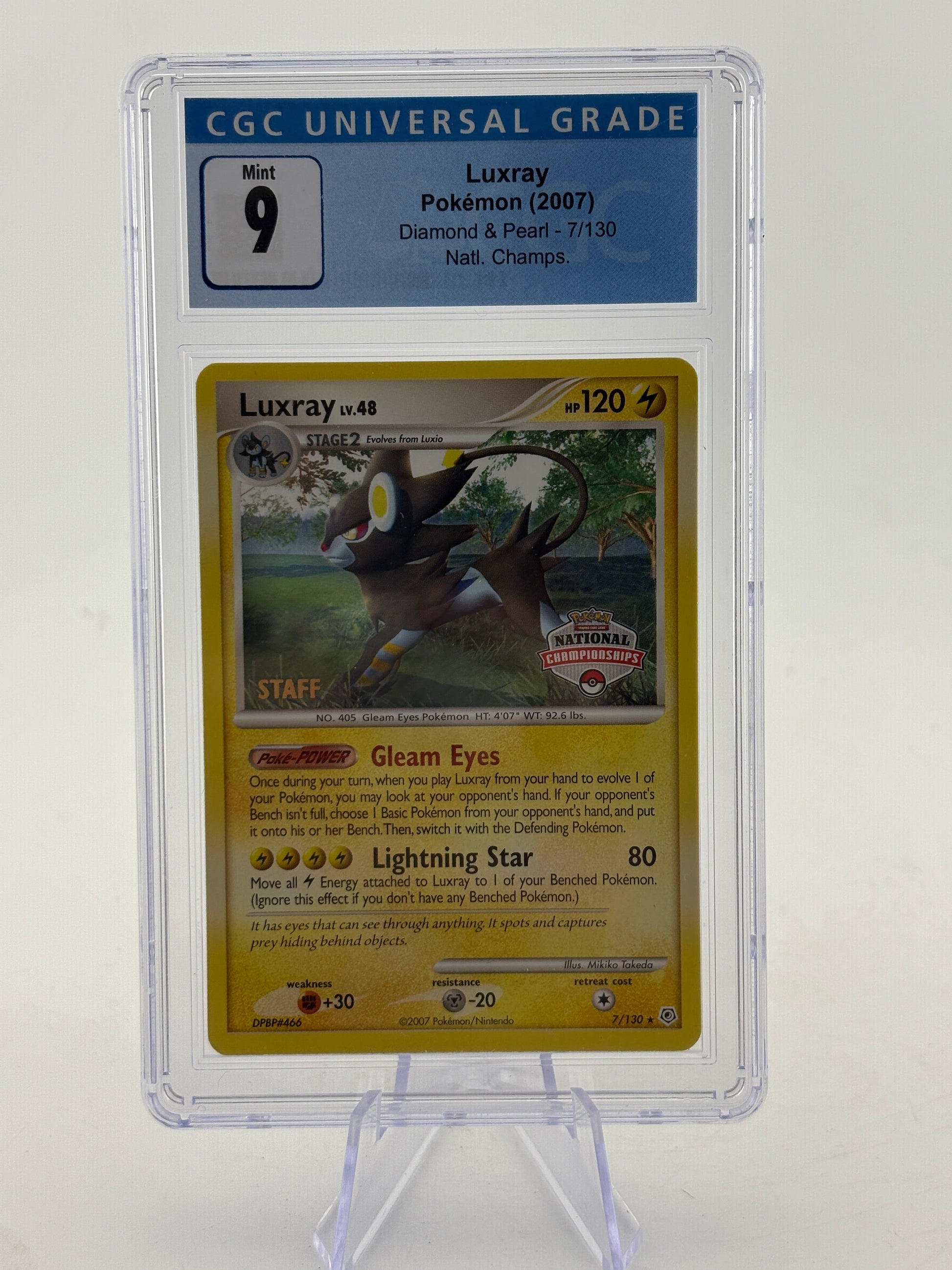 Pokemon TCG Diamond Pearl - Luxray 7/130 National Championship Staff CGC 9 FRENLY BRICKS - Open 7 Days