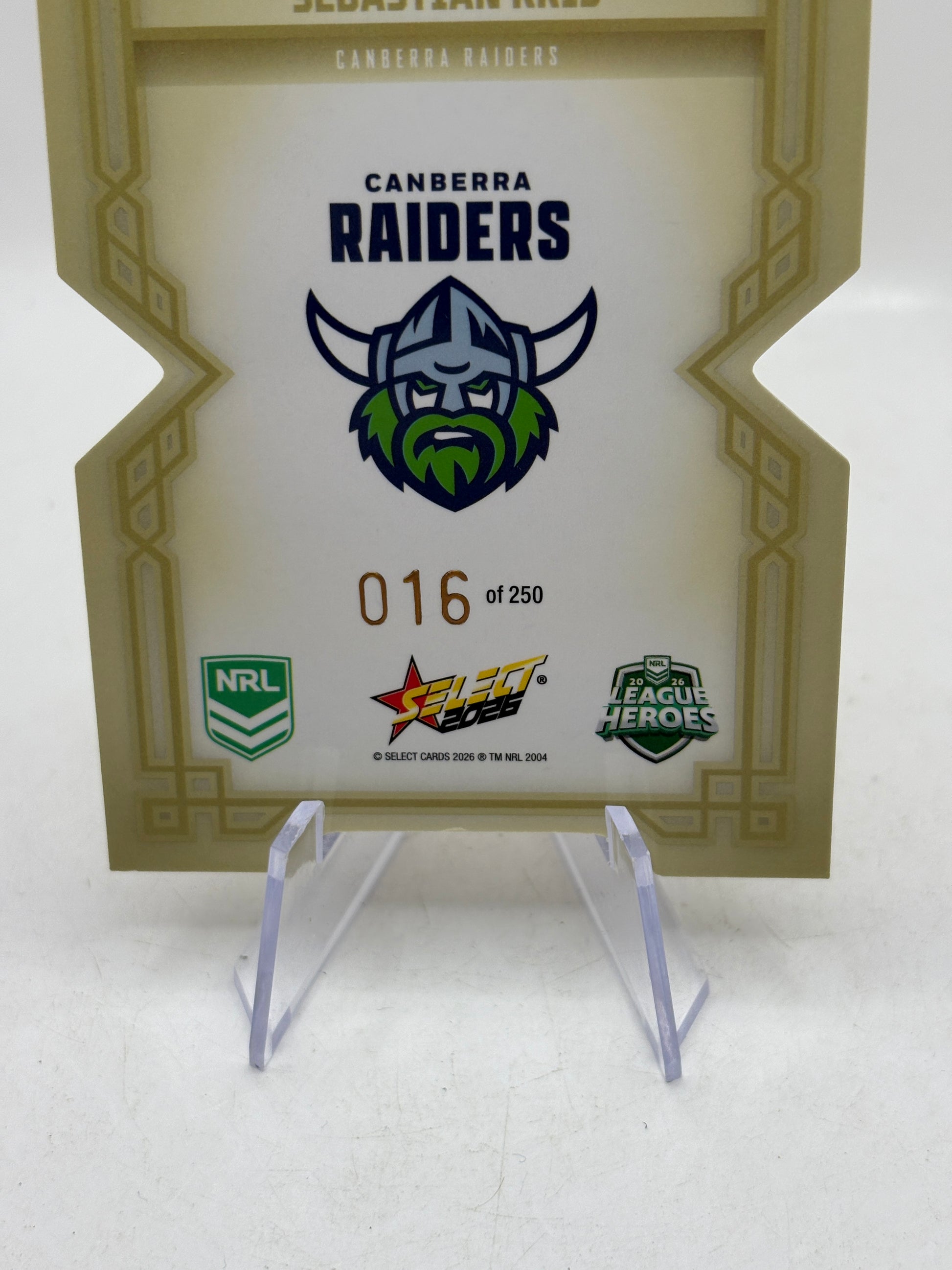 2026 Select NRL CDG16 - Sebastian Kris Gold Diecut 016/250 Raiders