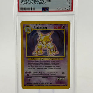 Pokemon TCG 1999 Base Set - Alakazam 1/102 Holo Rare PSA 5 FRENLY BRICKS - Open 7 Days