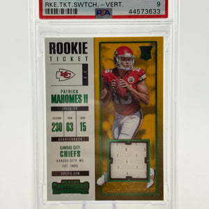 2017 Panini Contenders - Patrick Mahomes II Rookie Ticket Swatch PSA 9 Mint FRENLY BRICKS - Open 7 Days