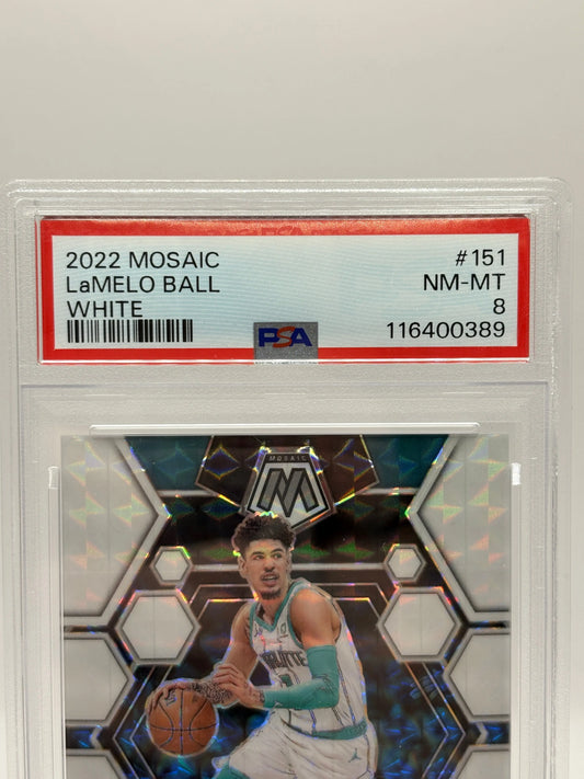 2022-23 Panini Mosaic Basketball - LaMelo Ball White 25/25 PSA 8 FRENLY BRICKS - Open 7 Days