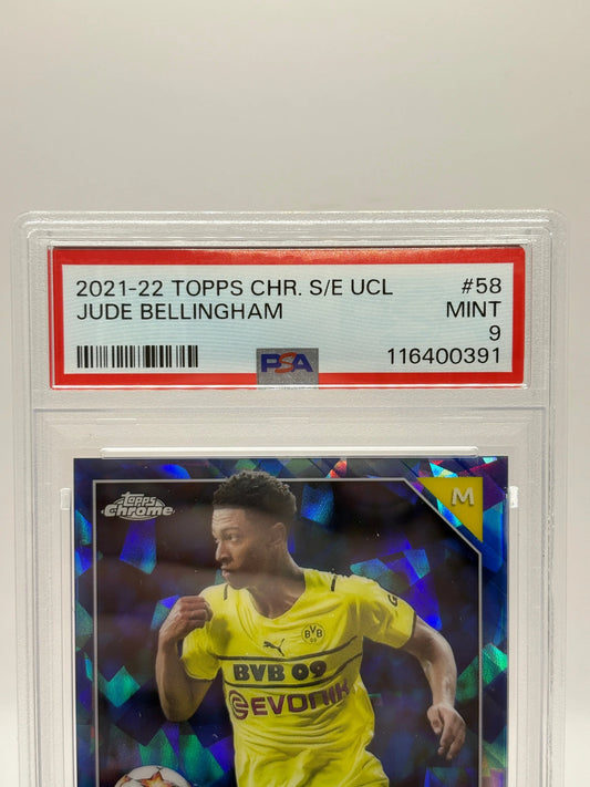 2021-22 Topps Chrome Champions League - Jude Bellingham #58 Sapphire PSA 9 FRENLY BRICKS - Open 7 Days