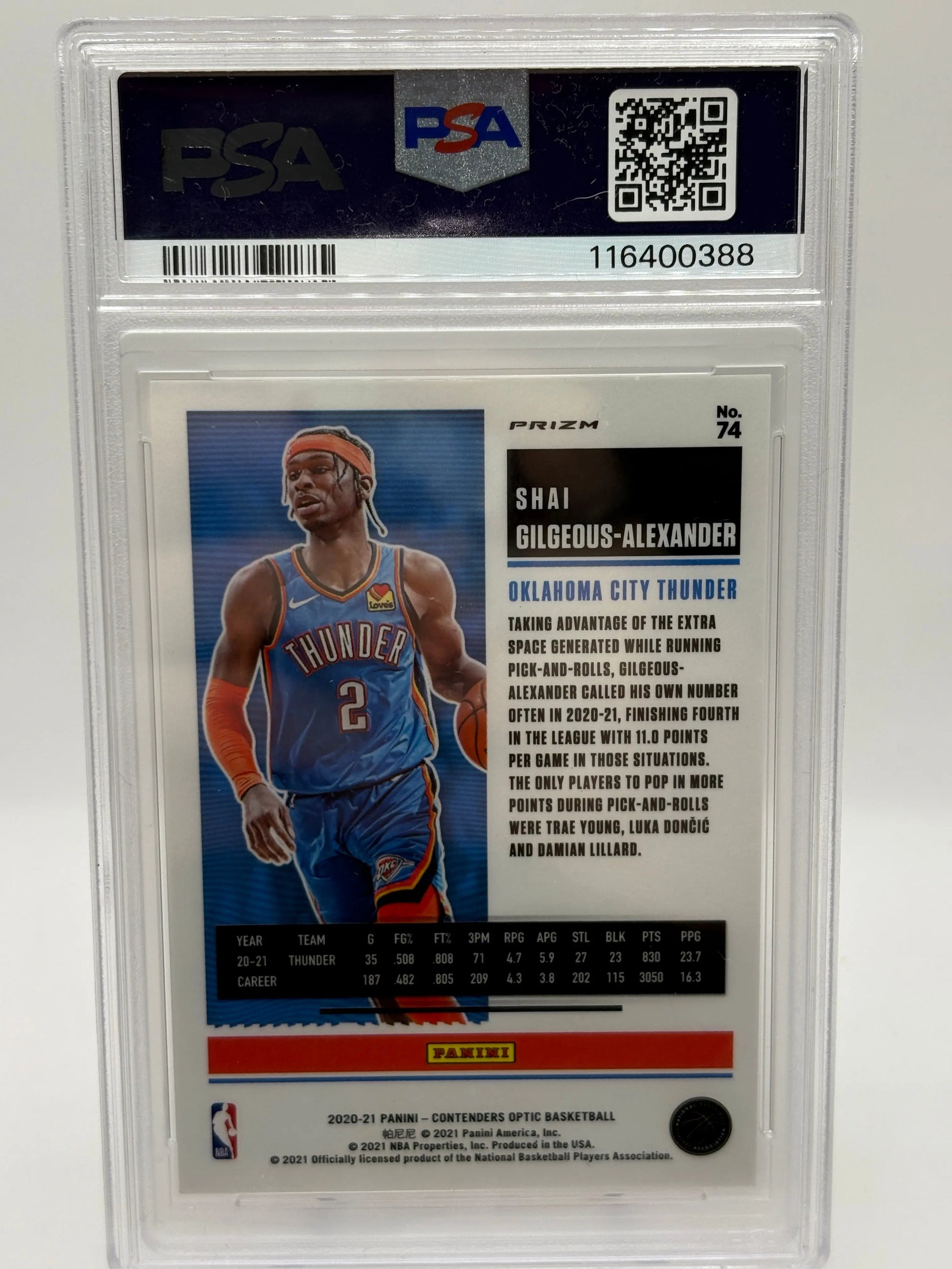 2020 Contenders Optic - Shai Gilgeous Alexander Red #74 PSA 9 FRENLY BRICKS - Open 7 Days