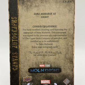 2023 Upper Deck Moon Knight Canvas Auto Saba Mubarak as Ammit #CA-AM Auto FRENLY BRICKS - Open 7 Days