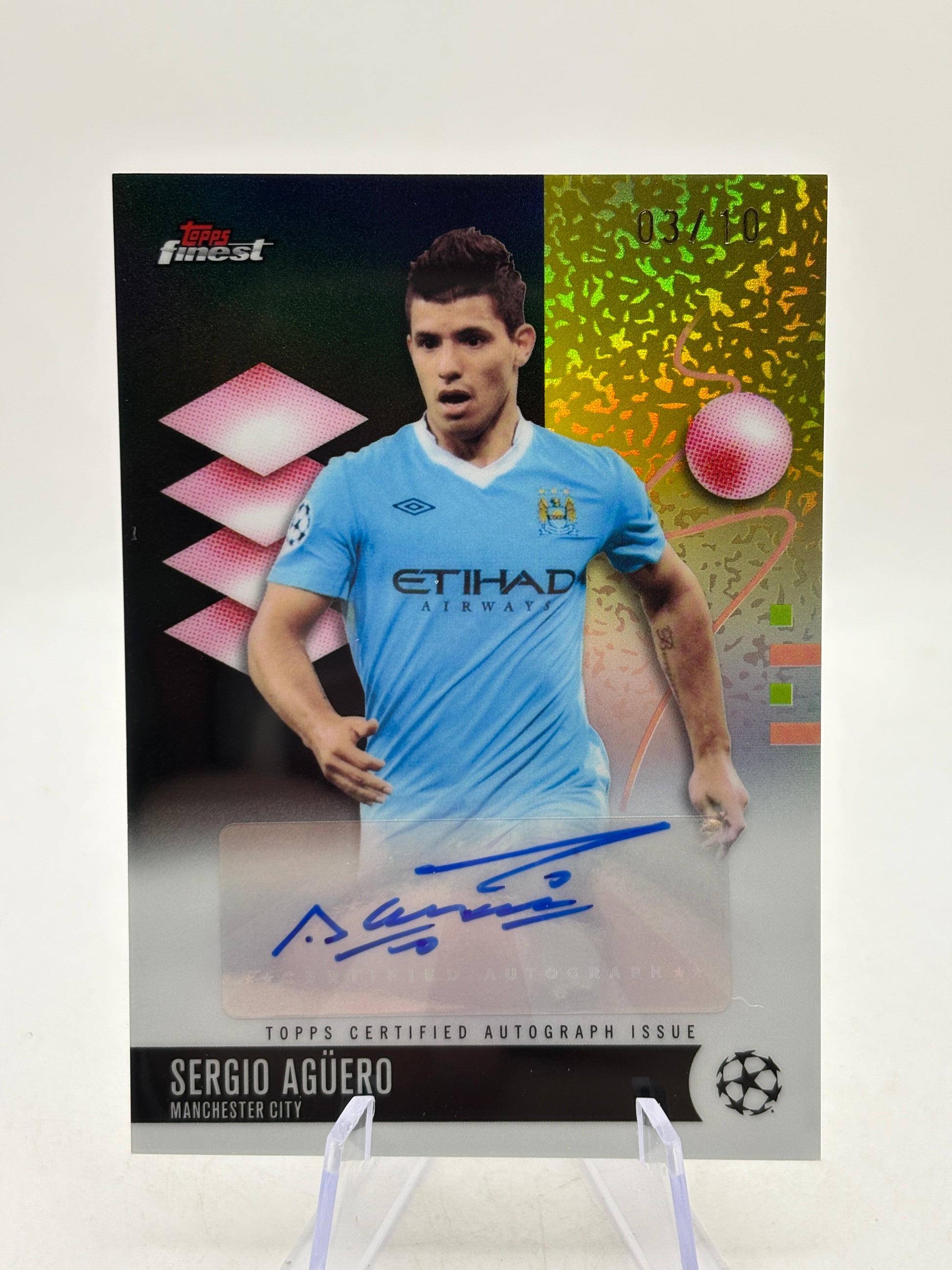 2025-26 Topps Finest UEFA Club Competition- Sergio Aguero Auto Black 03/10