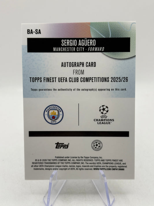 2025-26 Topps Finest UEFA Club Competition- Sergio Aguero Auto Black 03/10