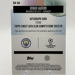 2025-26 Topps Finest UEFA Club Competition- Sergio Aguero Auto Black 03/10