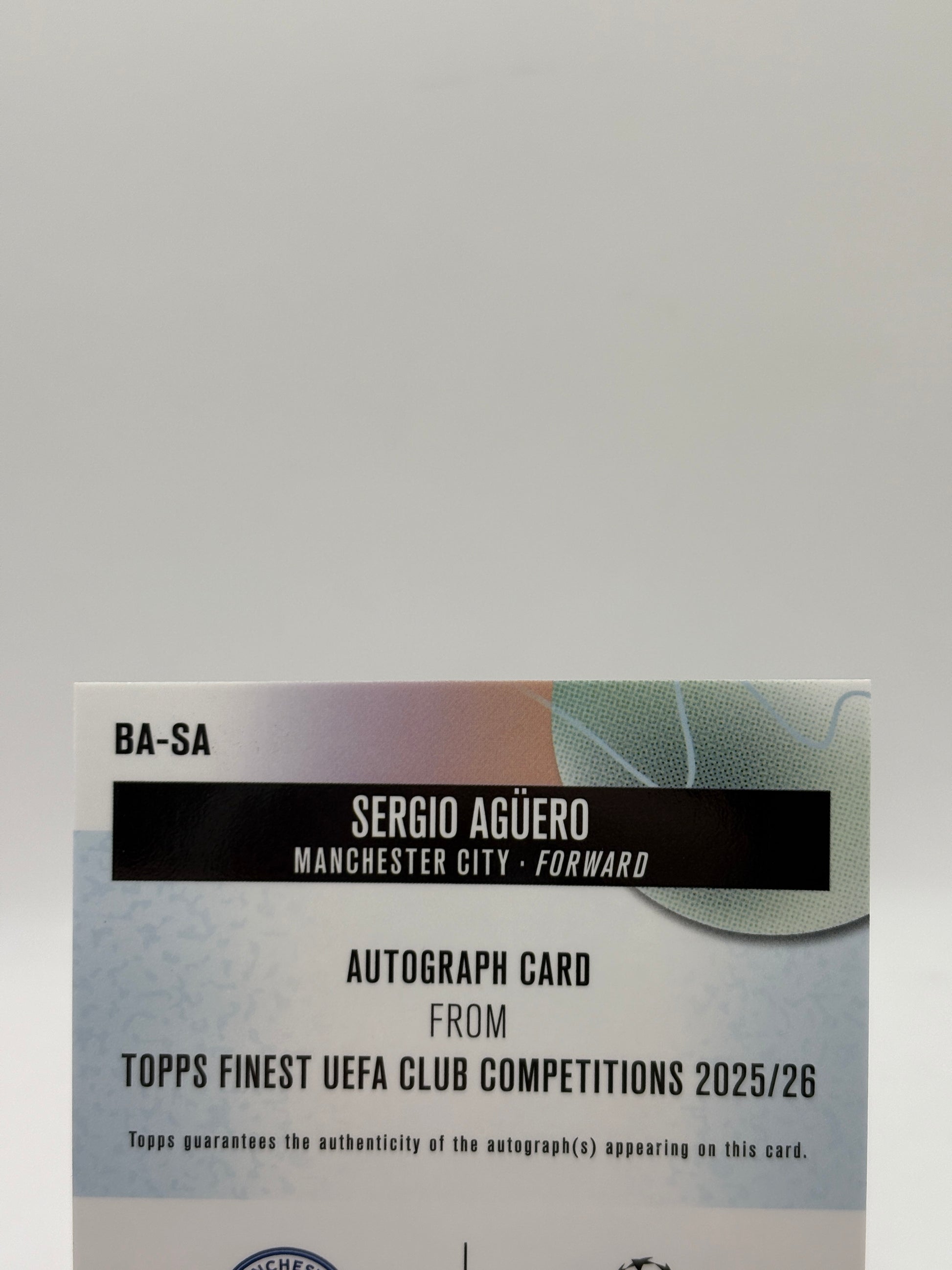 2025-26 Topps Finest UEFA Club Competition- Sergio Aguero Auto Black 03/10