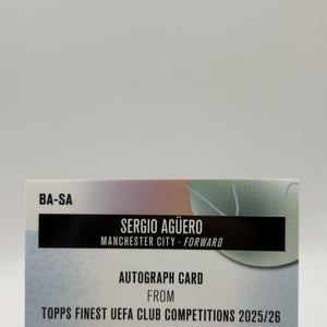 2025-26 Topps Finest UEFA Club Competition- Sergio Aguero Auto Black 03/10