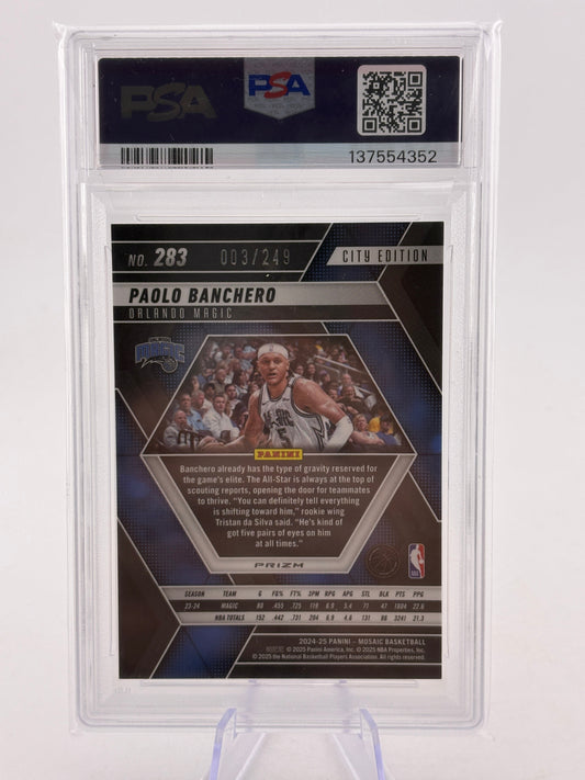 2024 Mosaic #283 Paolo Banchero /249 Orange City Edition PSA 9 FRENLY BRICKS - Open 7 Days