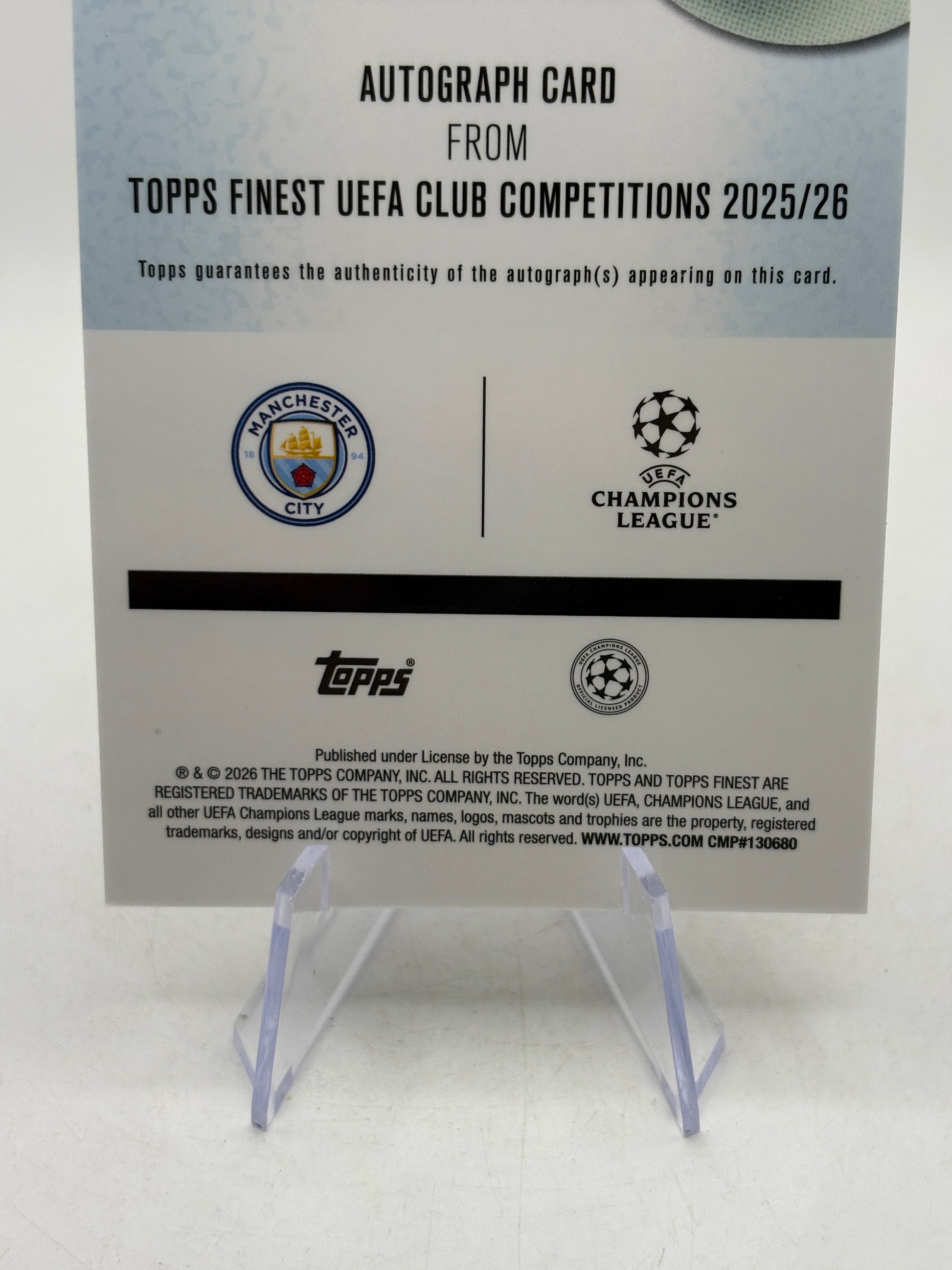 2025-26 Topps Finest UEFA Club Competition- Sergio Aguero Auto Black 03/10