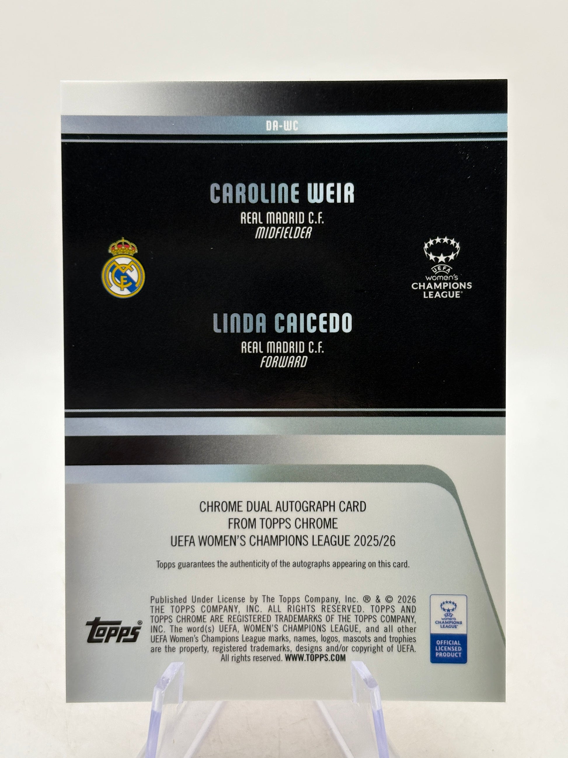 Topps Chrome 2025/26 UEFA Womens - DA-WC Caroline Weir Linda Caicedo Dual Auto /5