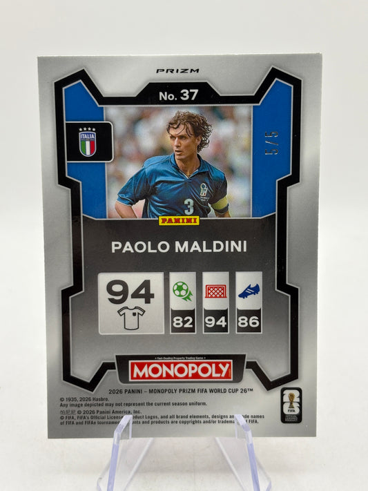 2026 Panini Monopoly Fifa World Cup 26 - #37 Paolo Maldini 5/5 Pink Shimmer
