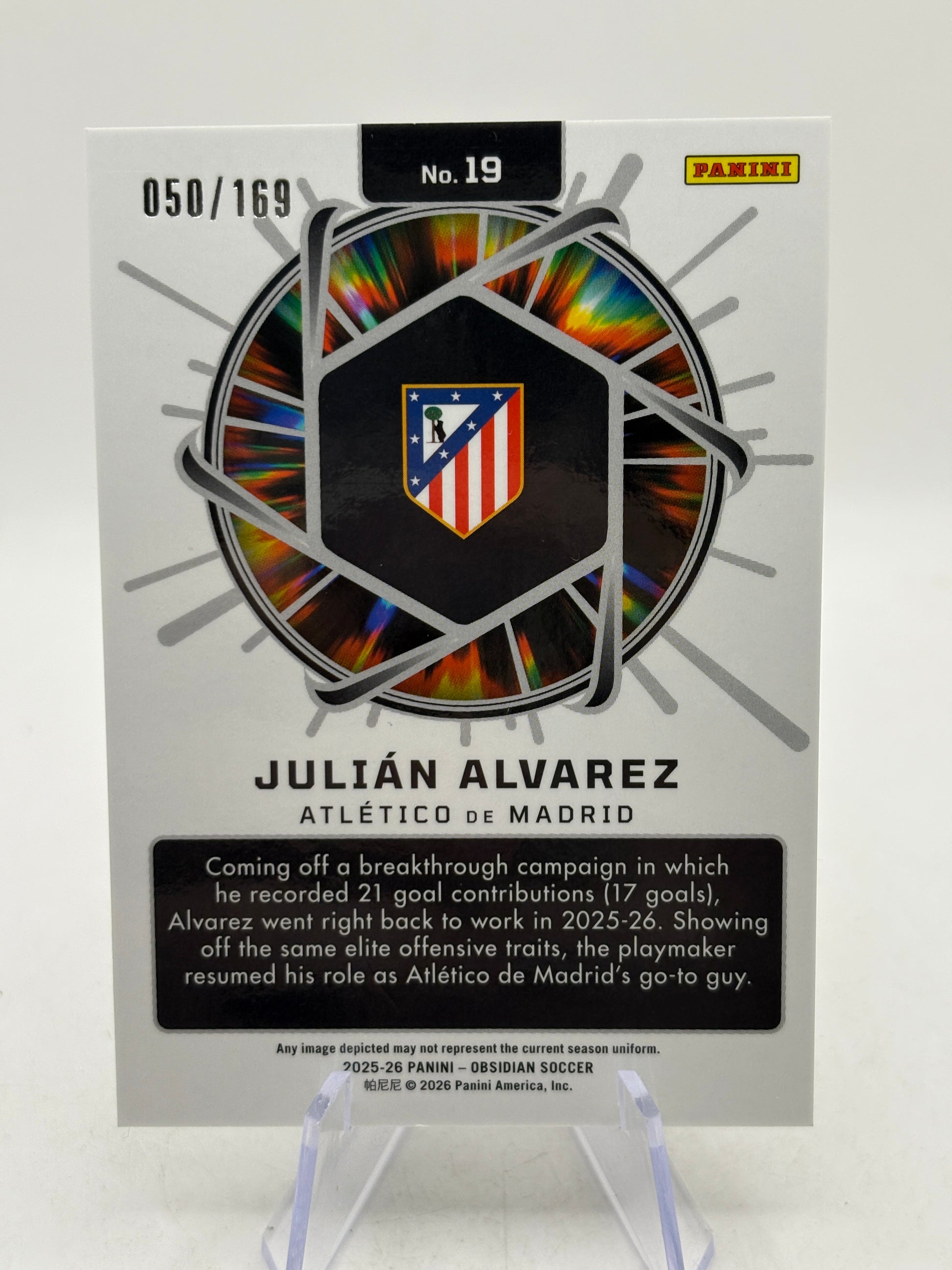 2025-26 Panini Obsidian #19 Supernova Julian Alvarez 050/169