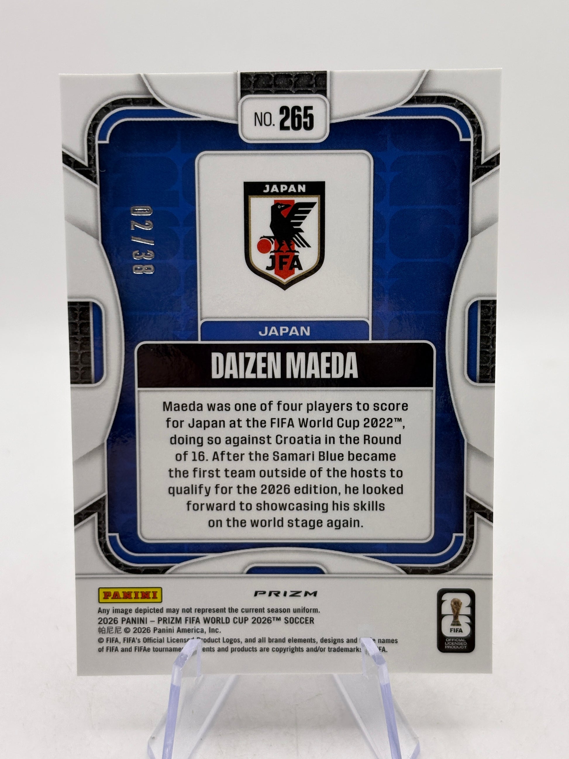 2026 Panini Fifa World Cup 26 #265 Daizen Maeda 02/38 Choice Blue