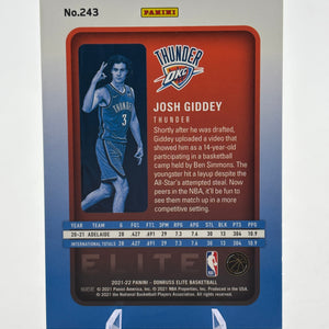 2021-22 Panini Donruss Elite - Josh Giddey #243 06/17 Rookie Card FRENLY BRICKS - Open 7 Days