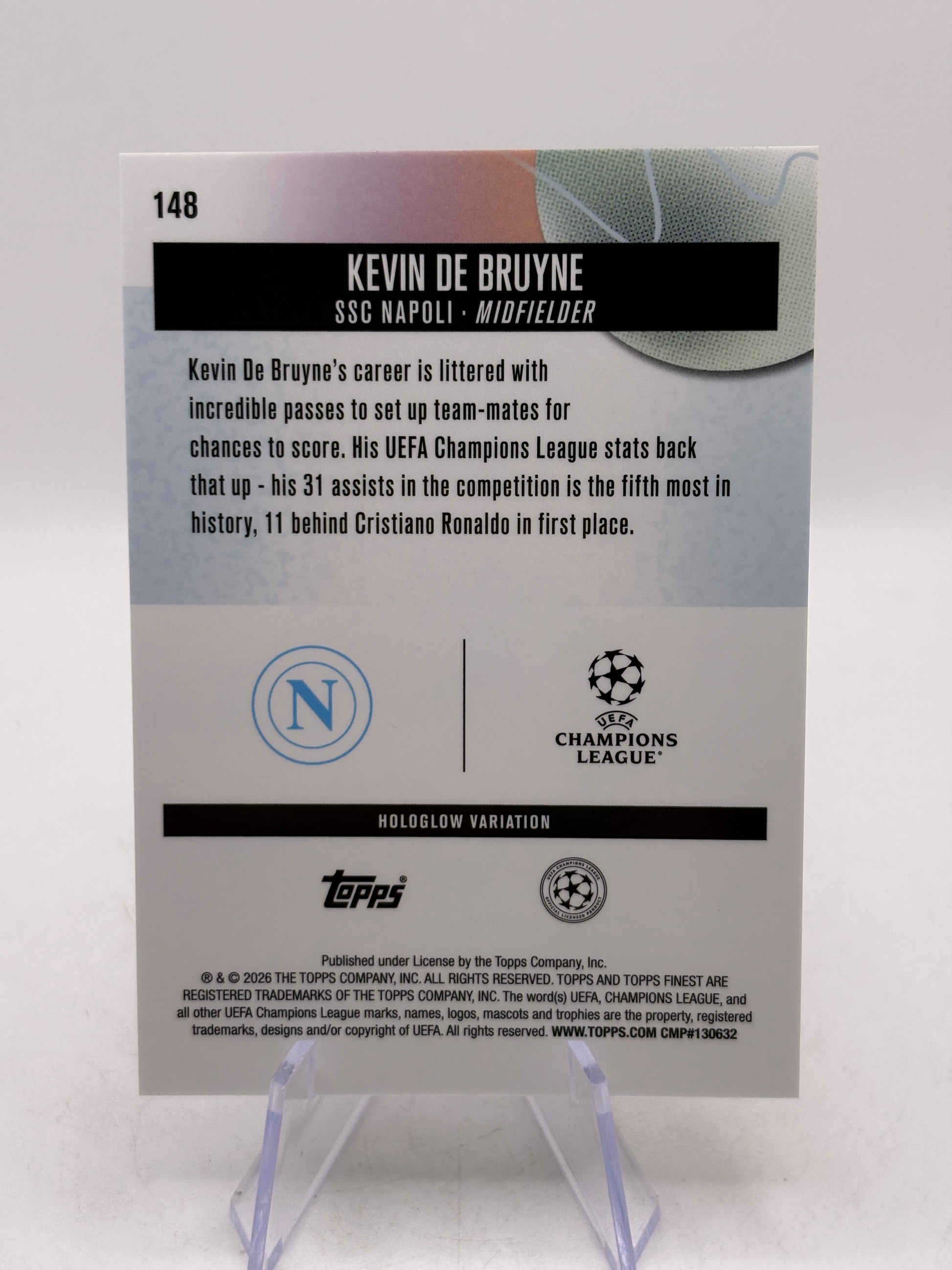 2025-26 Topps Finest UEFA - Kevin De Bruyne Hologlow SP 20/50