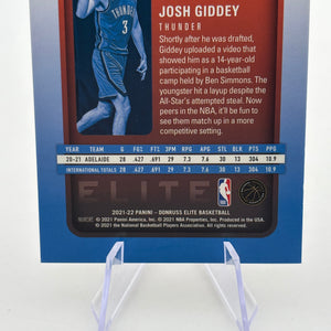 2021-22 Panini Donruss Elite - Josh Giddey #243 06/17 Rookie Card FRENLY BRICKS - Open 7 Days