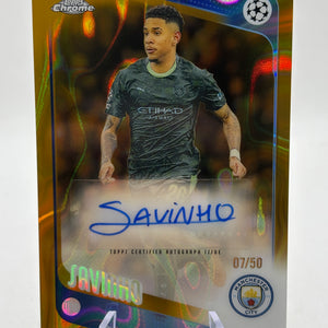 2025-26 Topps Chrome UEFA Club CA-S Savinho Auto 07/50
