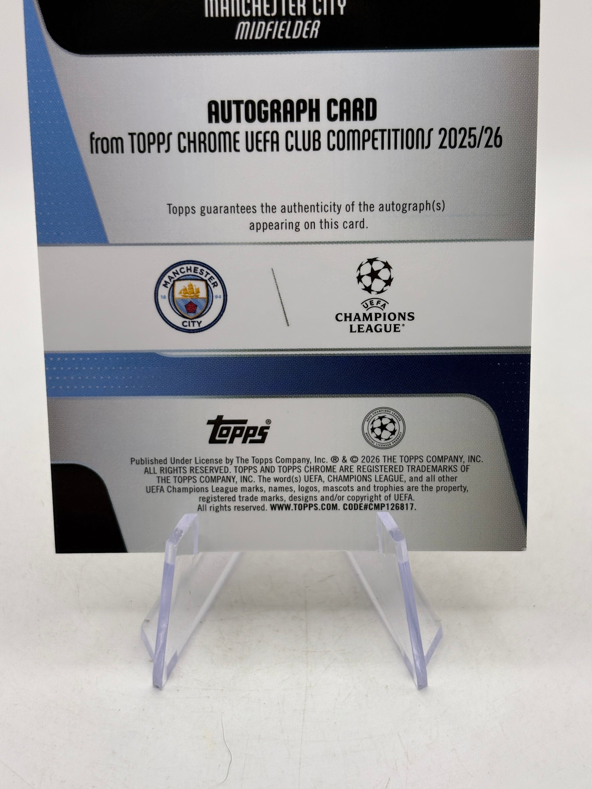 2025-26 Topps Chrome UEFA Club CA-S Savinho Auto 07/50