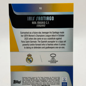 2026 Topps Womens Champions League #93 Iris Santiago Orange Wave /25