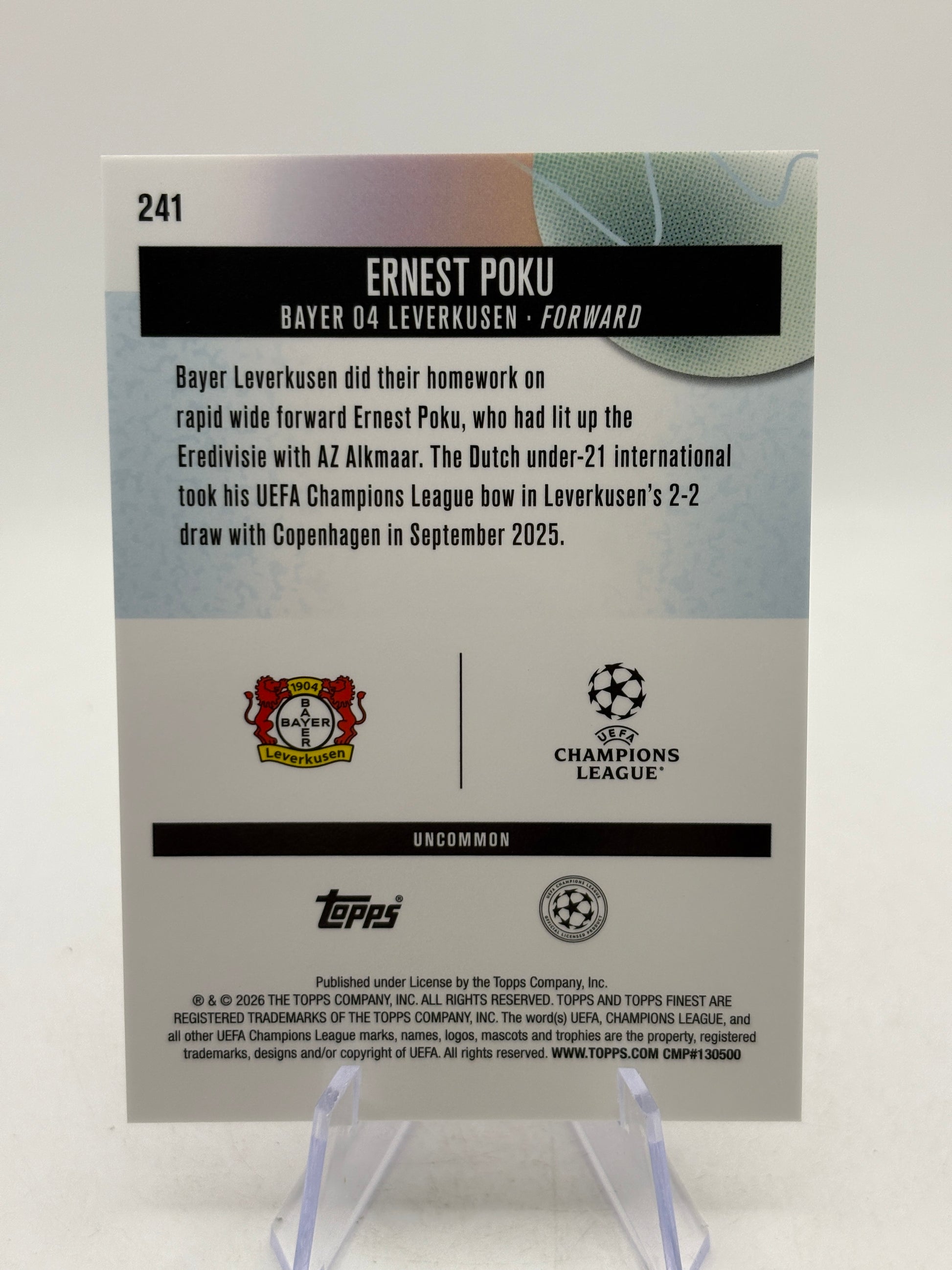 2026 Topps UEFA #241 Ernest Poku 72/75 Pink Rookie