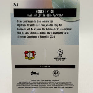 2026 Topps UEFA #241 Ernest Poku 72/75 Pink Rookie