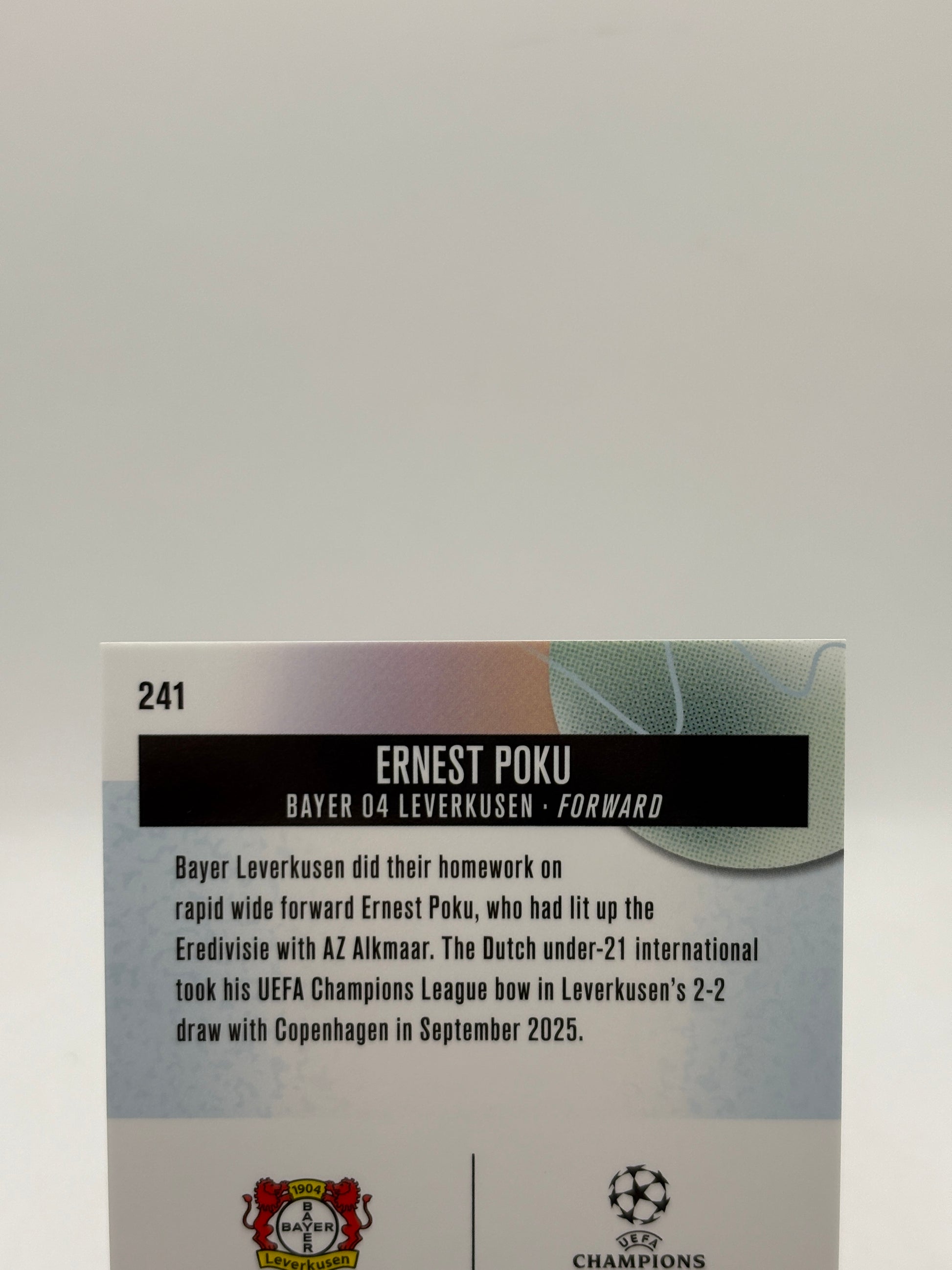 2026 Topps UEFA #241 Ernest Poku 72/75 Pink Rookie