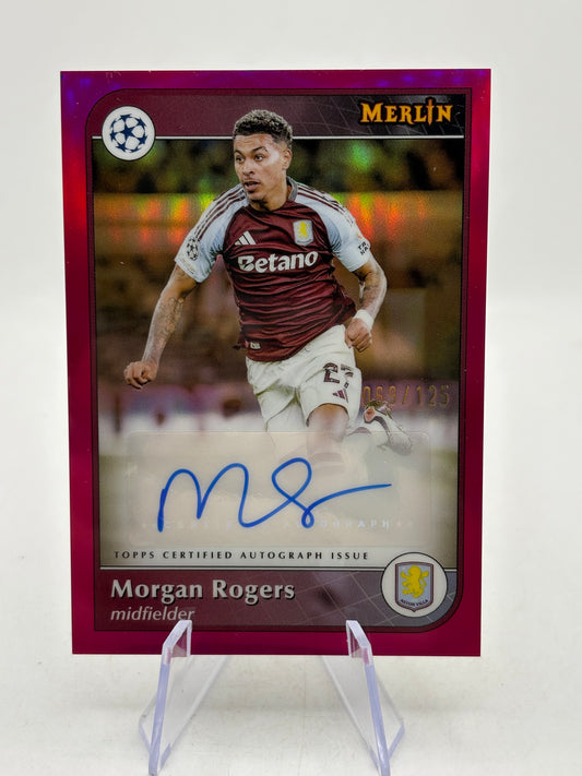 2024-25 Topps Merlin UEFA Club - AU-MR Morgan Rogers /125 Auto Pink