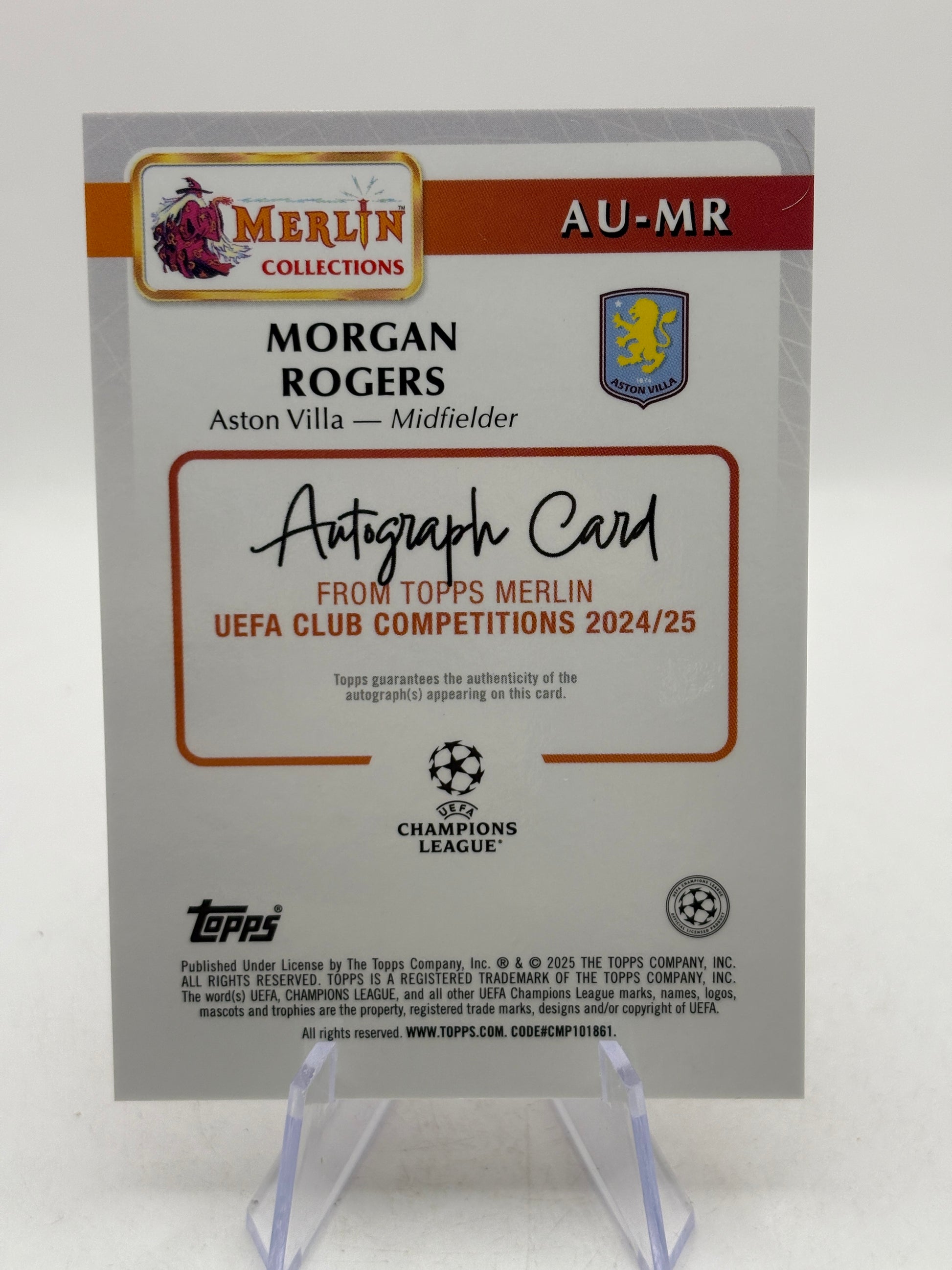 2024-25 Topps Merlin UEFA Club - AU-MR Morgan Rogers /125 Auto Pink