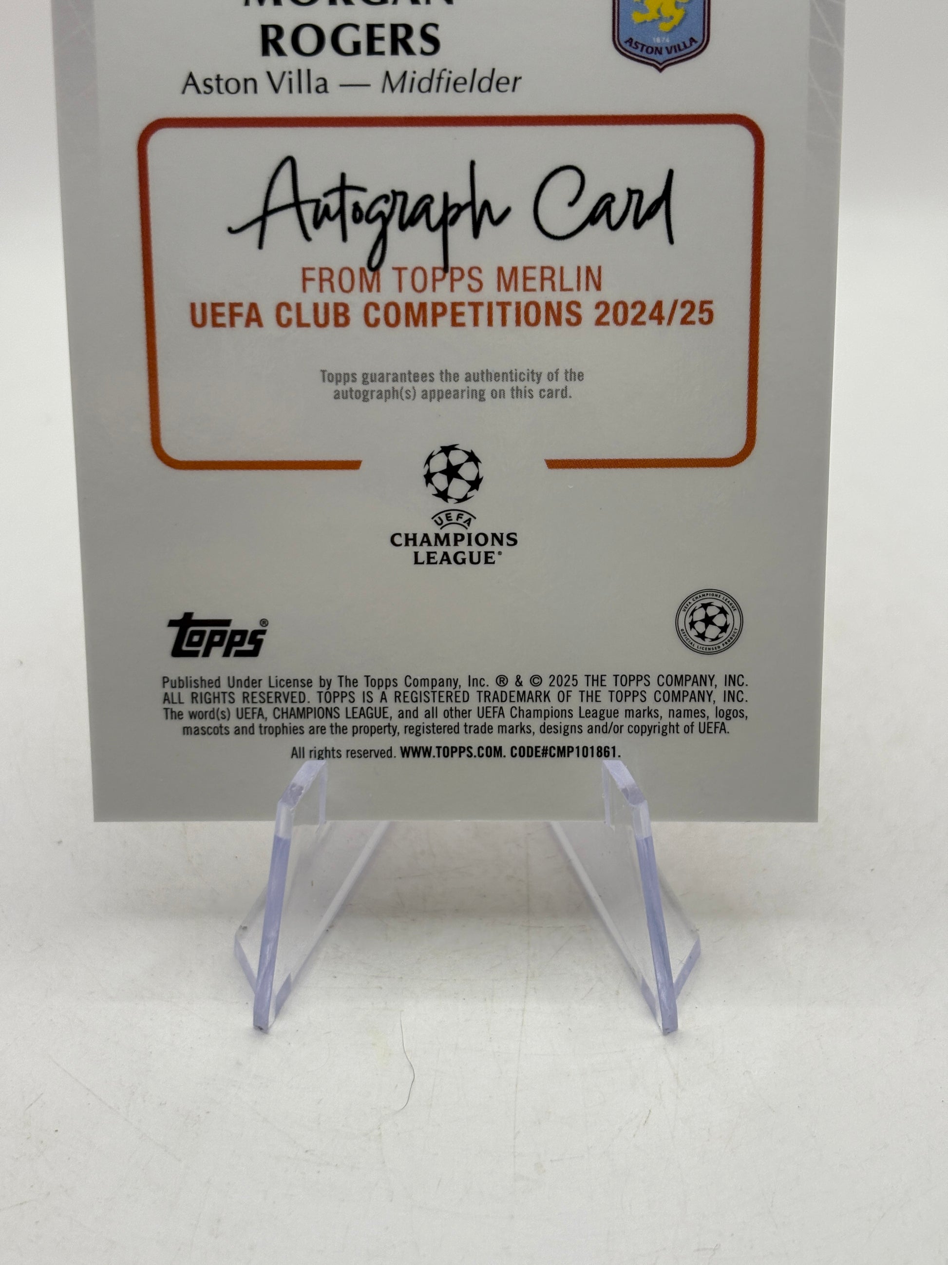2024-25 Topps Merlin UEFA Club - AU-MR Morgan Rogers /125 Auto Pink
