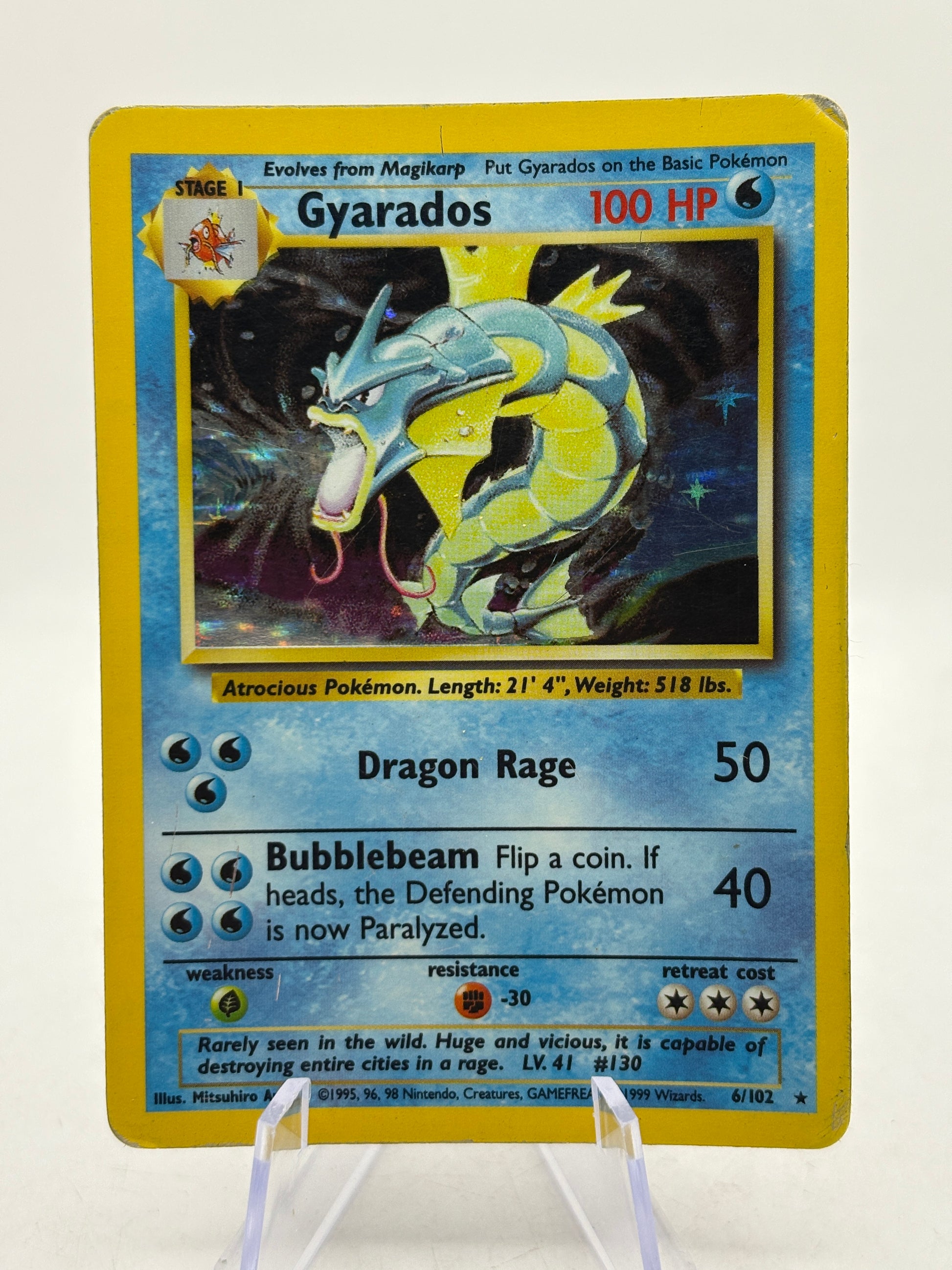 Pokemon TCG WOTC Base Set - Gyarados 6/102 Rare Holo DMG image 1