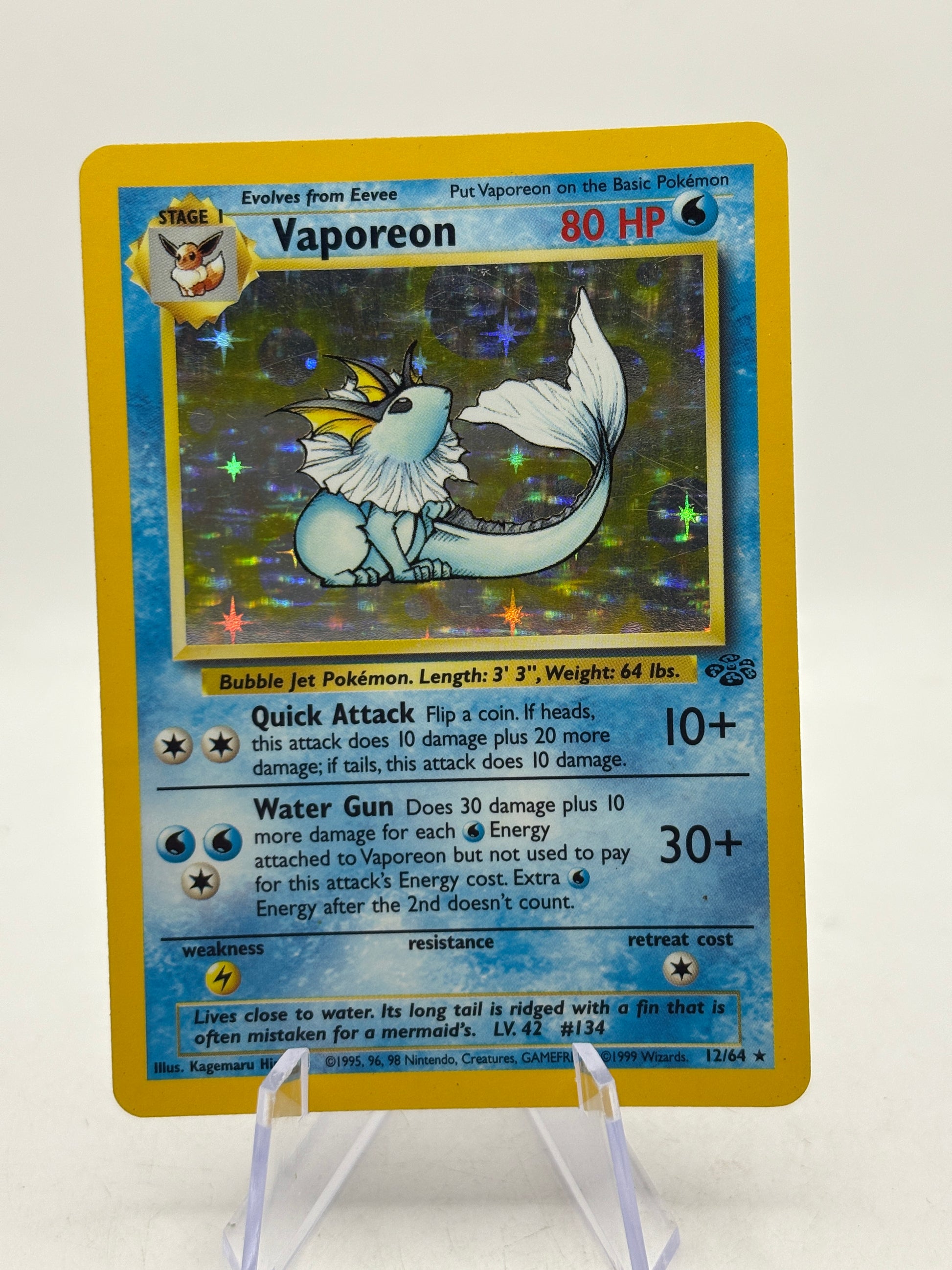 Pokemon TCG WOTC Jungle - Vaporeon 12/64 Rare Holo MP image 1