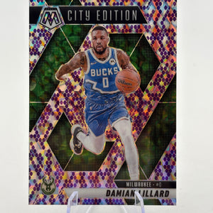 2024-25 Panini Mosaic Damian Lillard Purple Snakeskin Mosaic #/24 Bucks FRENLY BRICKS - Open 7 Days