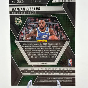 2024-25 Panini Mosaic Damian Lillard Purple Snakeskin Mosaic #/24 Bucks FRENLY BRICKS - Open 7 Days