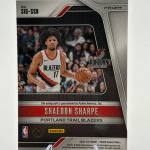 Shaedon Sharpe 2024-25 Panini Prizm Auto Silver Blazers #SIG-SSB FRENLY BRICKS - Open 7 Days