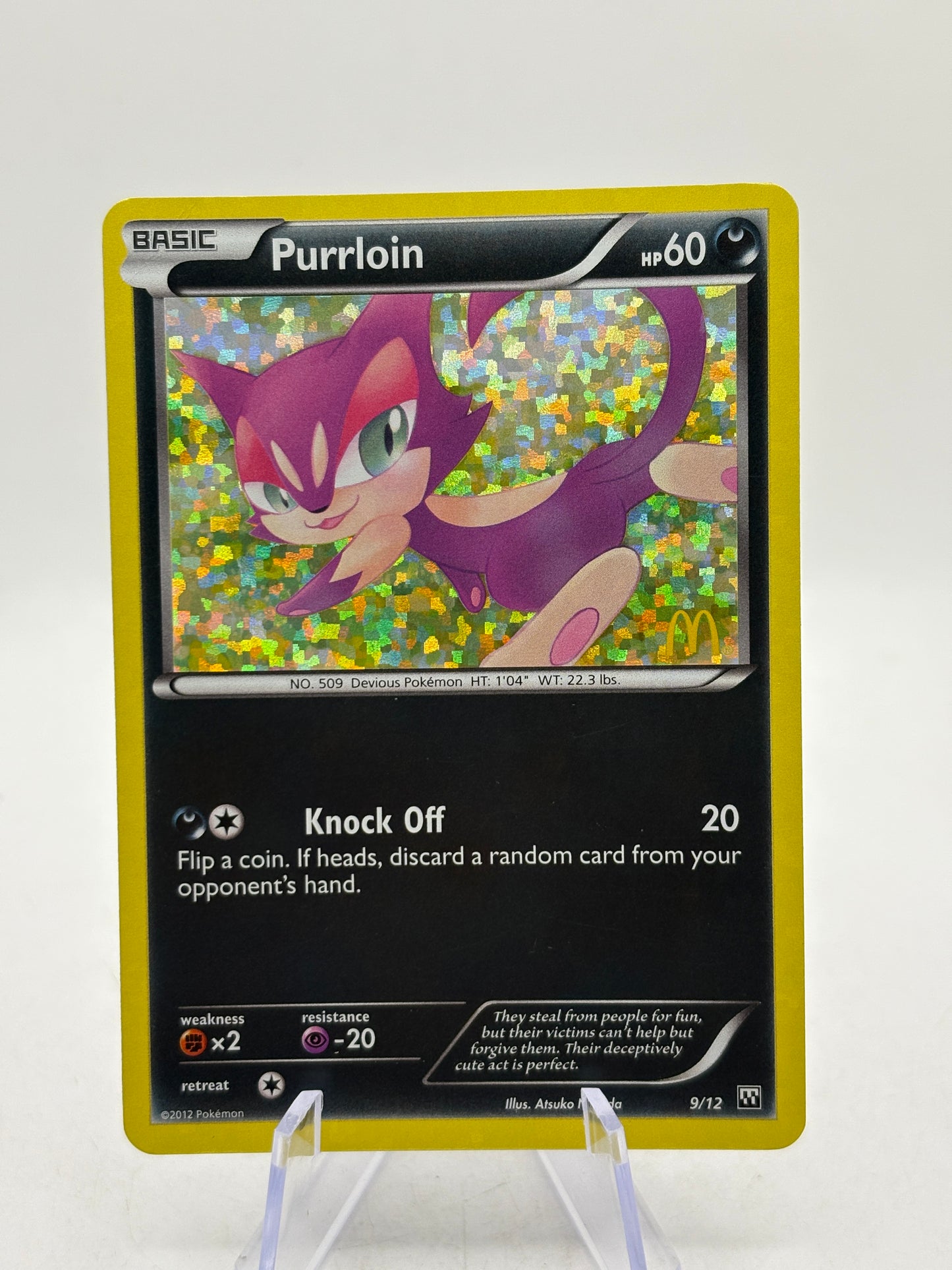 Pokemon TCG 2012 Mcdonalds Promo - Purrloin 9/12 Stamped Holo LP