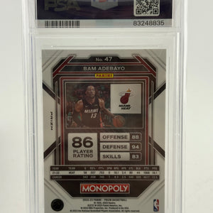 2022 Prizm Monopoly #47 Bam Adebayo White Sparkle PSA 9 FRENLY BRICKS - Open 7 Days